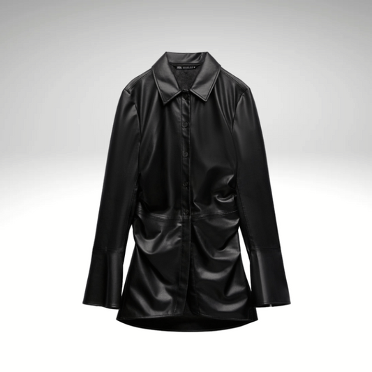 Faux Leather Overshirt